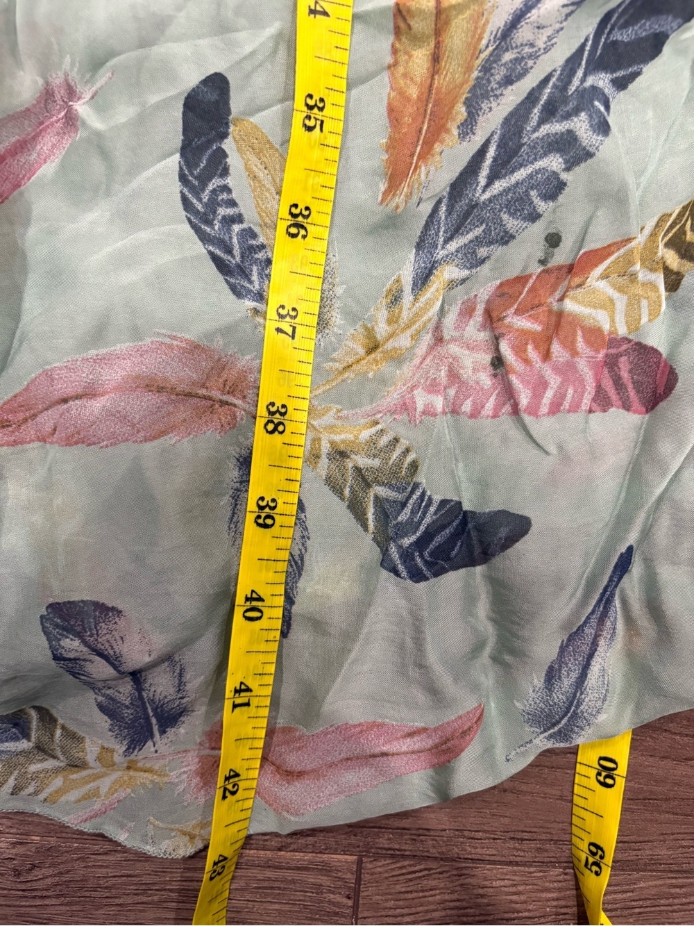 [M]Rosemarine Sleeveless V-Neck Feather Print Silk Blend Midi Dress Light Sage - Picture 8 of 8